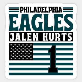 Philadelphia Eagles Jalen Hurts 1 American Flag Football Sticker